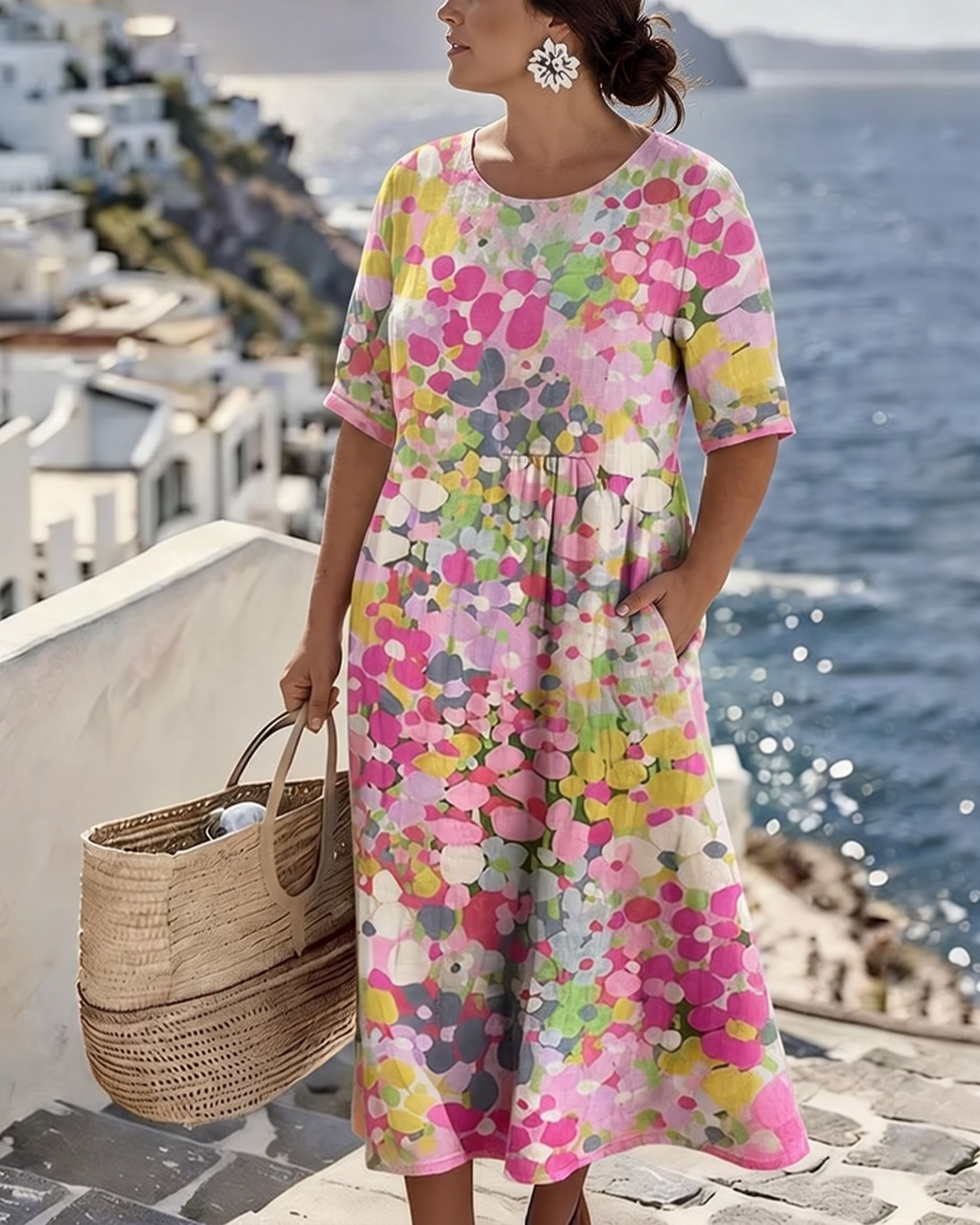 Sarah™ - Elegant Floral Summer Midi Dress