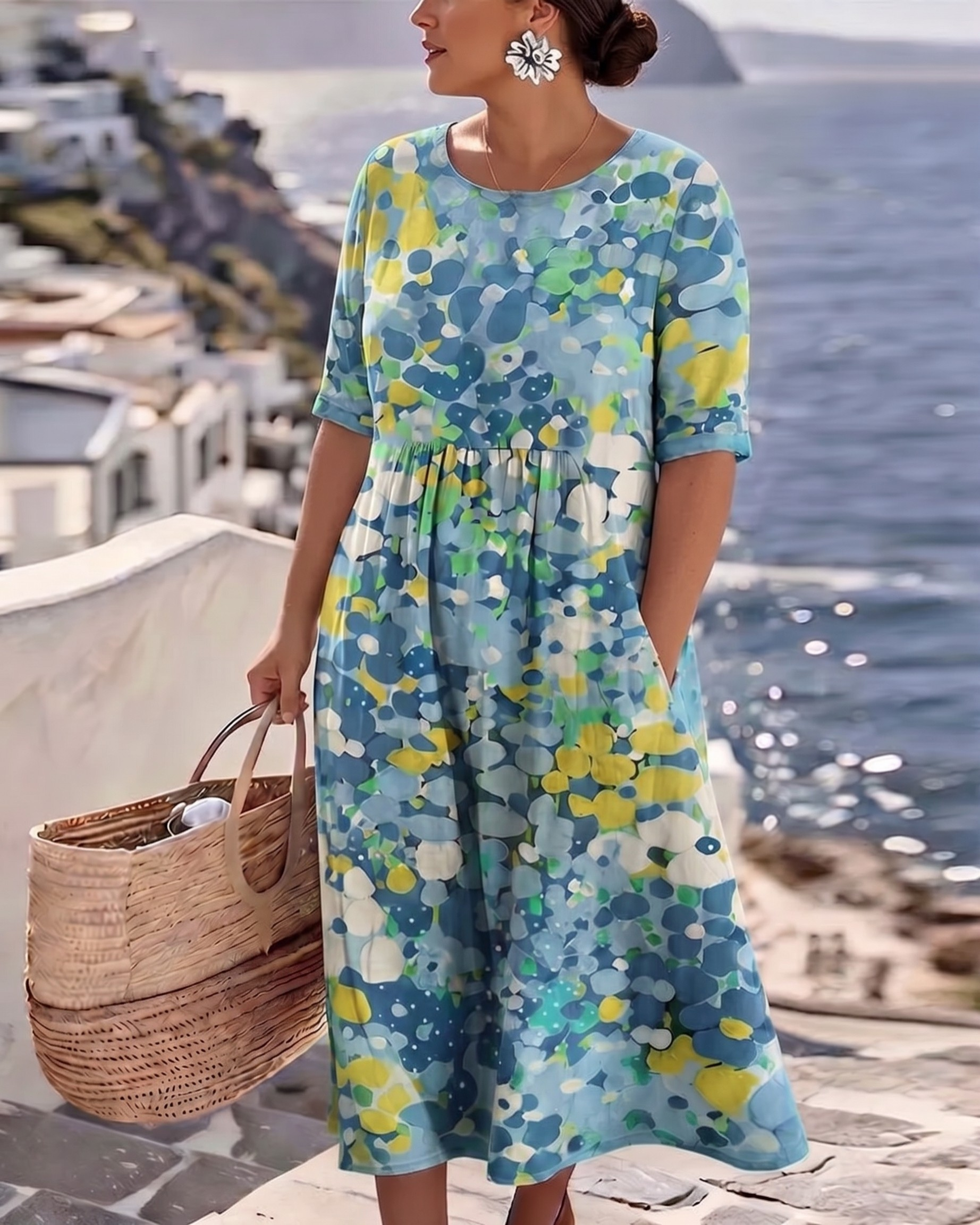 Sarah™ - Elegant Floral Summer Midi Dress