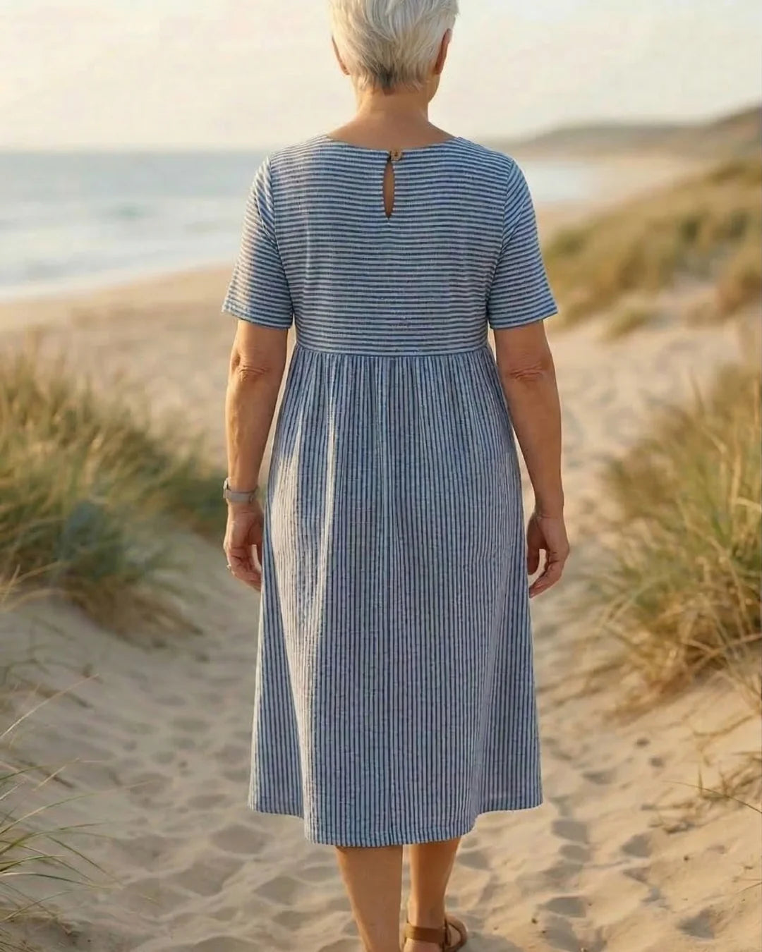 Brenda | Striped Midi Dress – Effortless Comfort, Everyday Confidence
