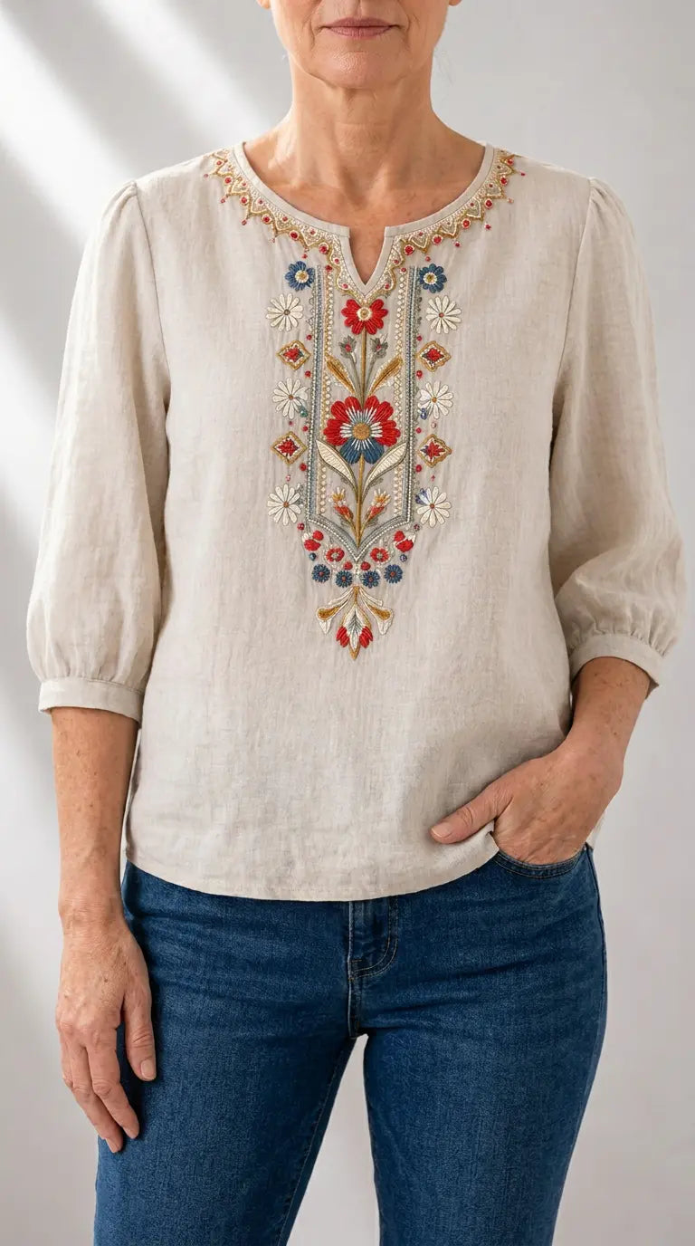 Pola | Floral Embroidered Blouse