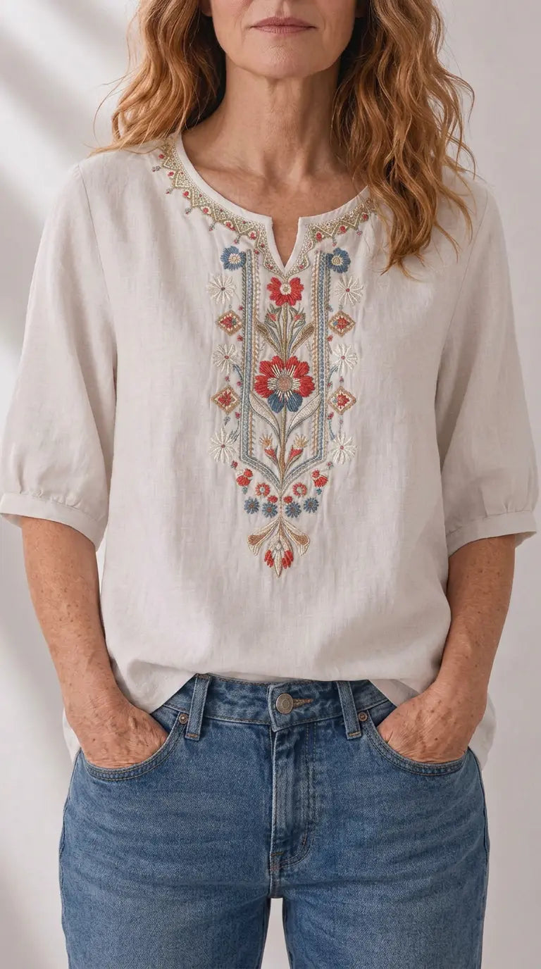 Pola | Floral Embroidered Blouse
