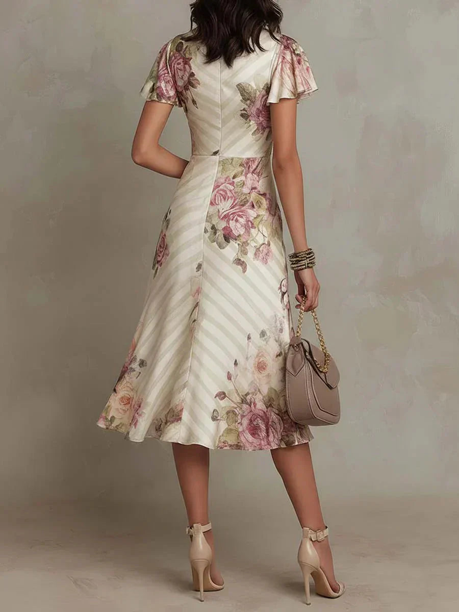 Kayla™ | Elegant Floral Ruched Wrap Midi Dress