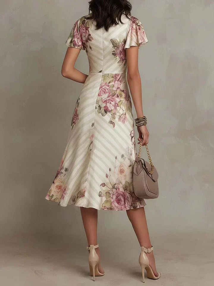 Kayla™ | Elegant Floral Ruched Wrap Midi Dress