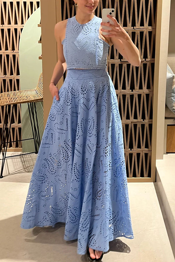 Larissa™ Embroidered Top & High-Waist Maxi Skirt Set