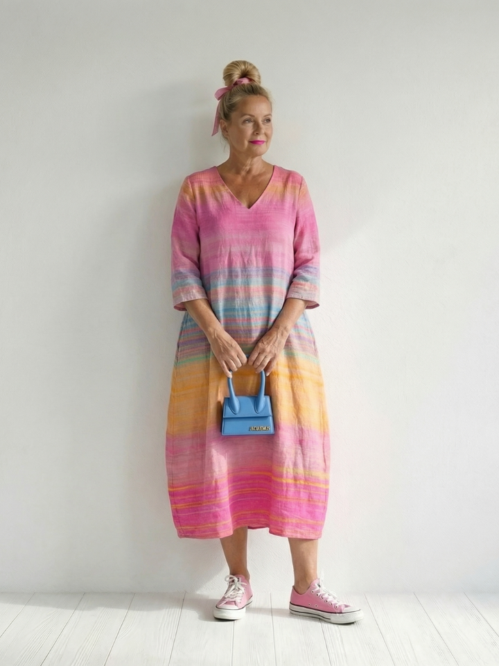 Maritza | Ease Gradient Stripe Midi Dress
