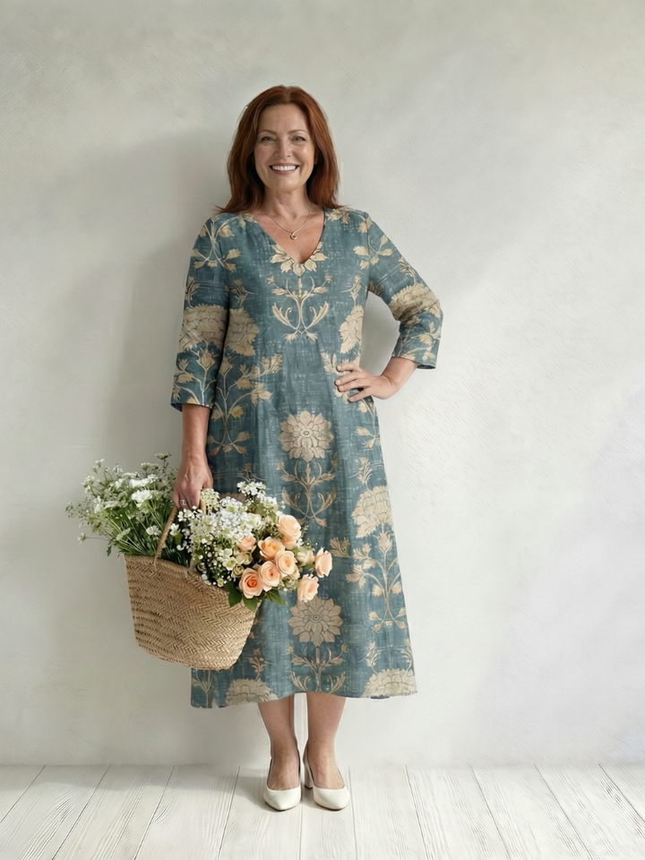 Adela | Gentle Shape Floral Midi Dress