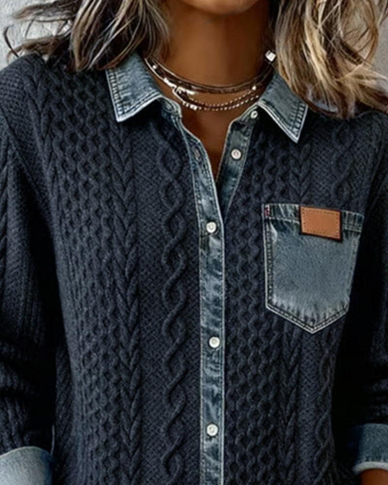 Susy | Shirt with Denim Patchwork