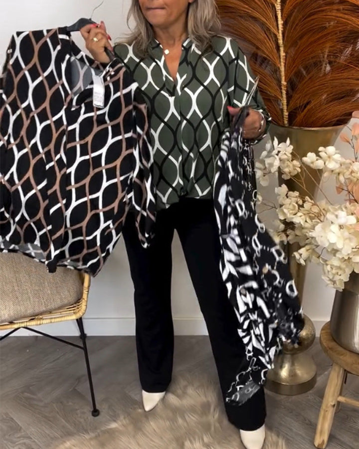 Shelley | Casual Blouse with Long Sleeves and Elegant Pattern
