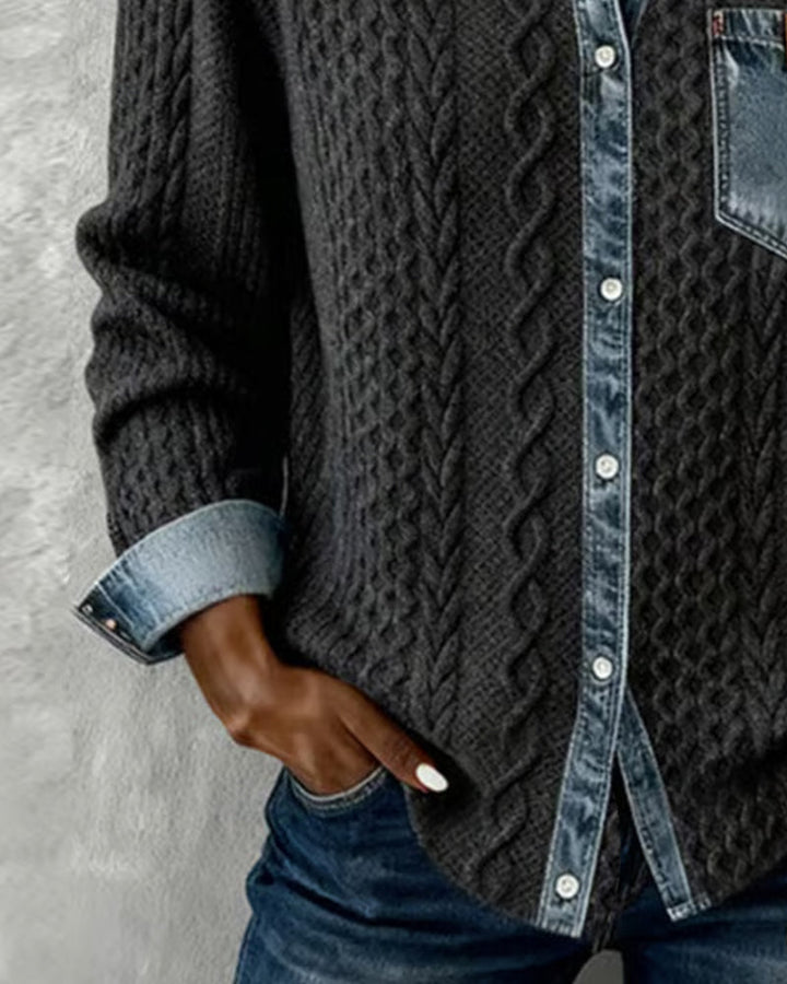 Susy | Shirt with Denim Patchwork