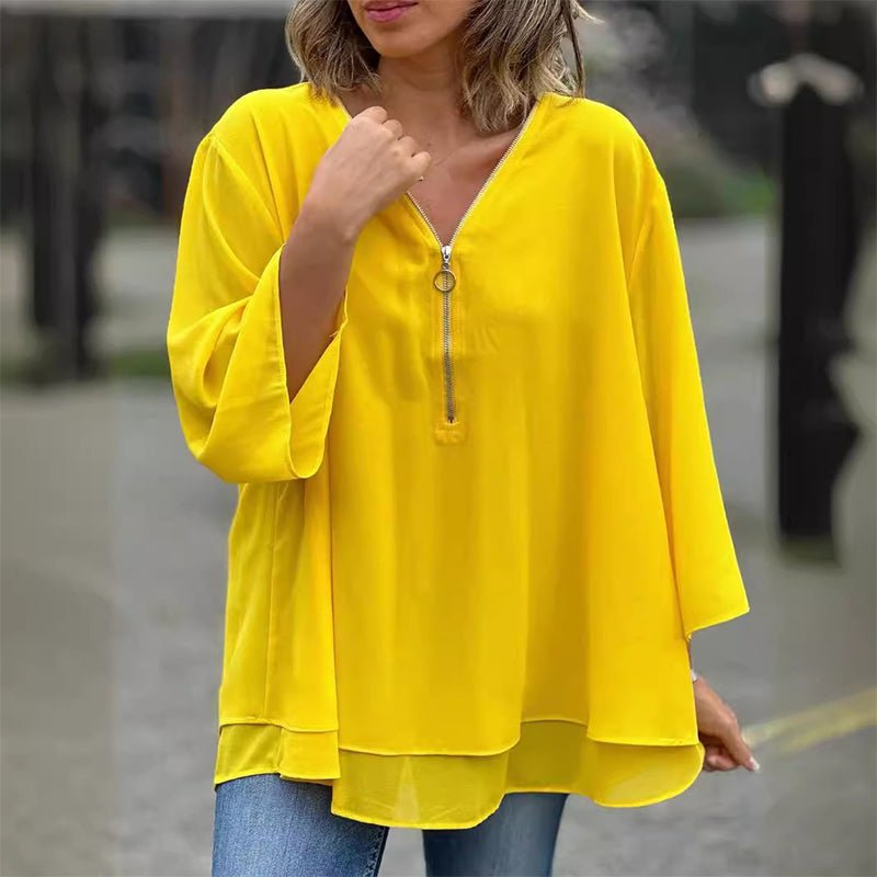 Candice | Chiffon Zipper Blouse