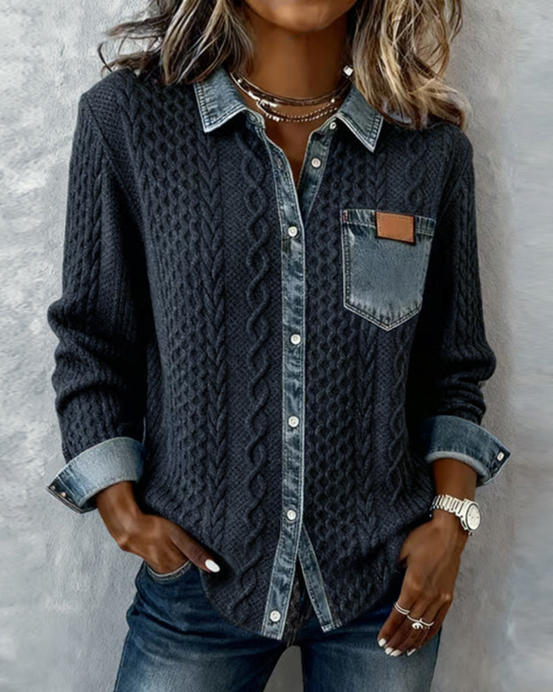 Susy | Shirt with Denim Patchwork