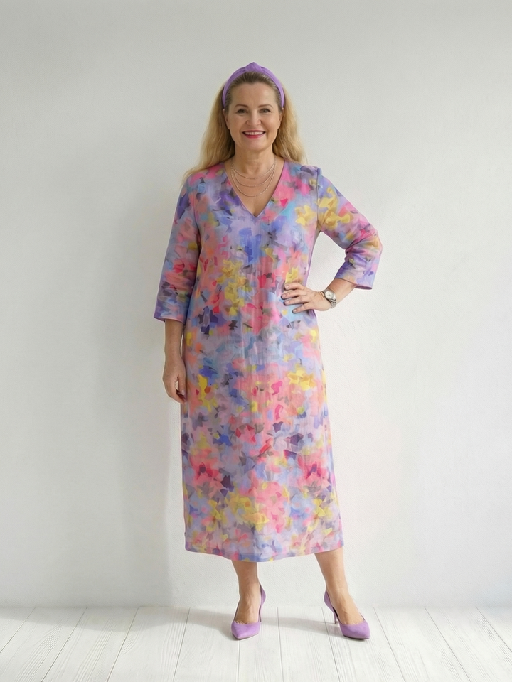 Lidia | Abstract Floral Midi Dress
