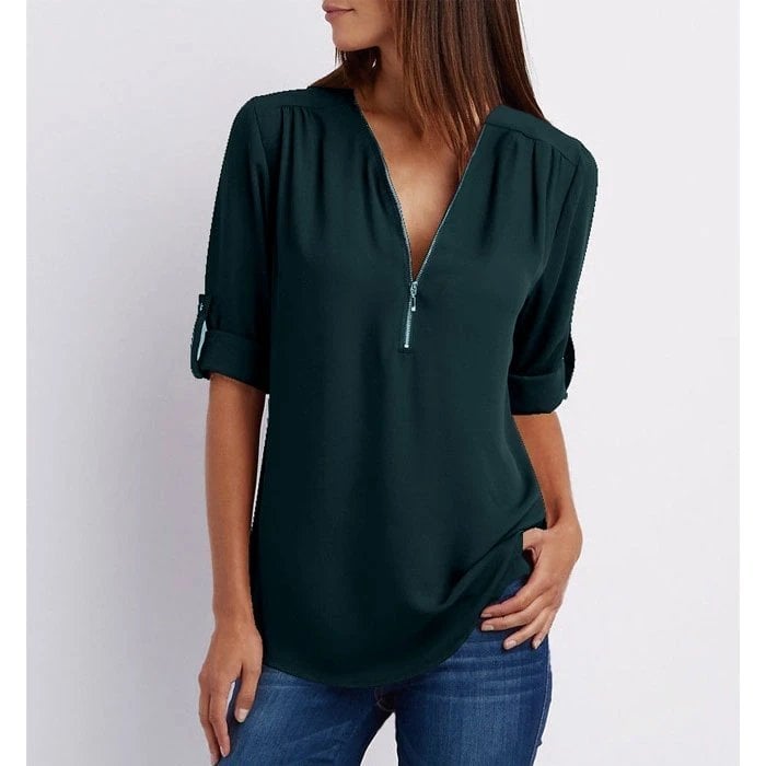 Mirna | Chic Zipper Blouse