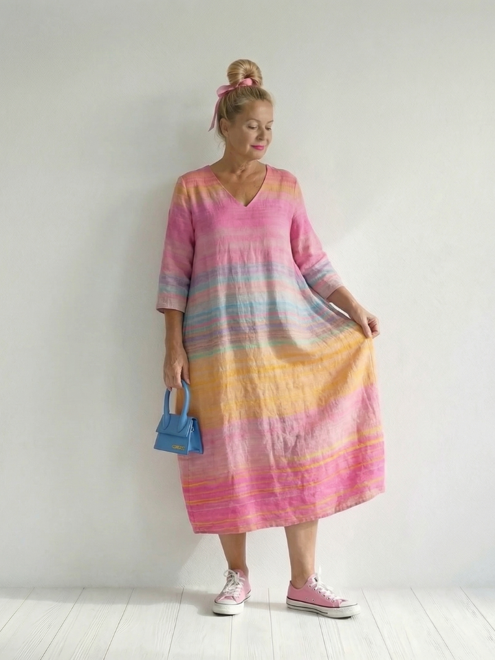 Maritza | Ease Gradient Stripe Midi Dress