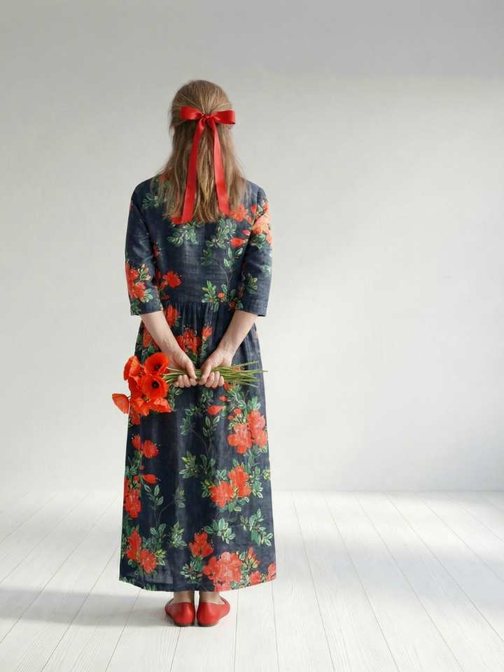 Shelley | Calm Drape Floral Midi Dress