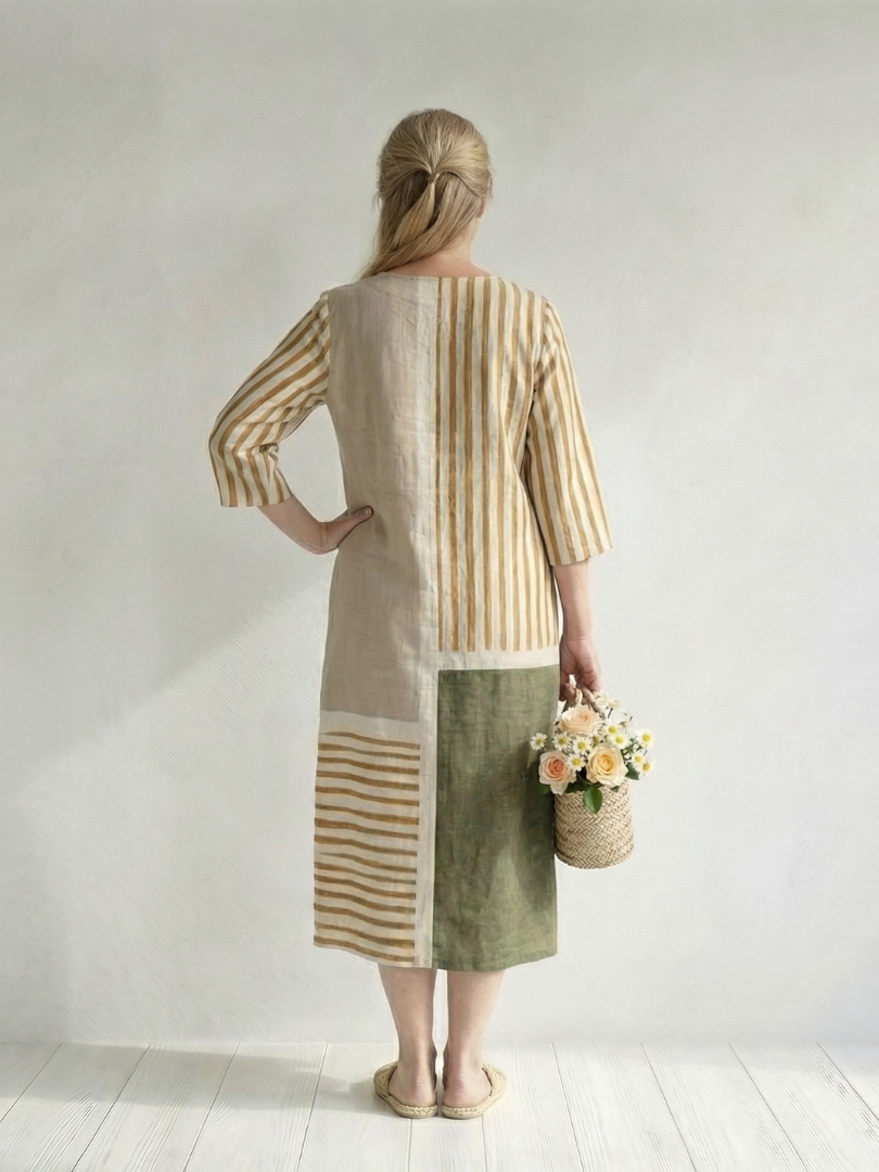 Mayra | Light Mixed Stripe Midi Dress