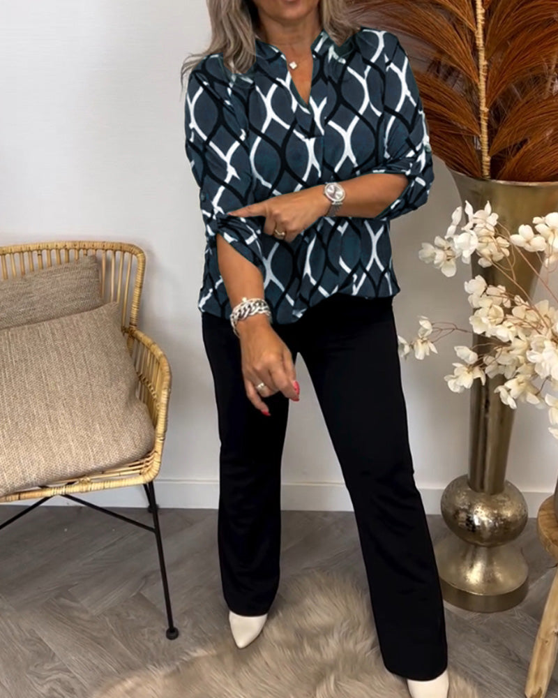 Shelley | Casual Blouse with Long Sleeves and Elegant Pattern