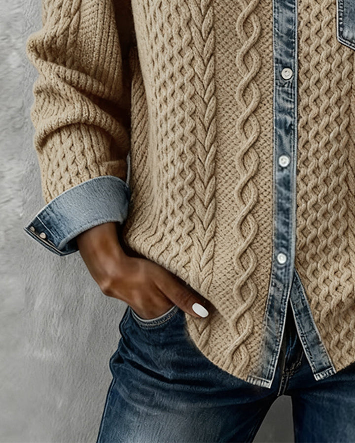 Susy | Shirt with Denim Patchwork