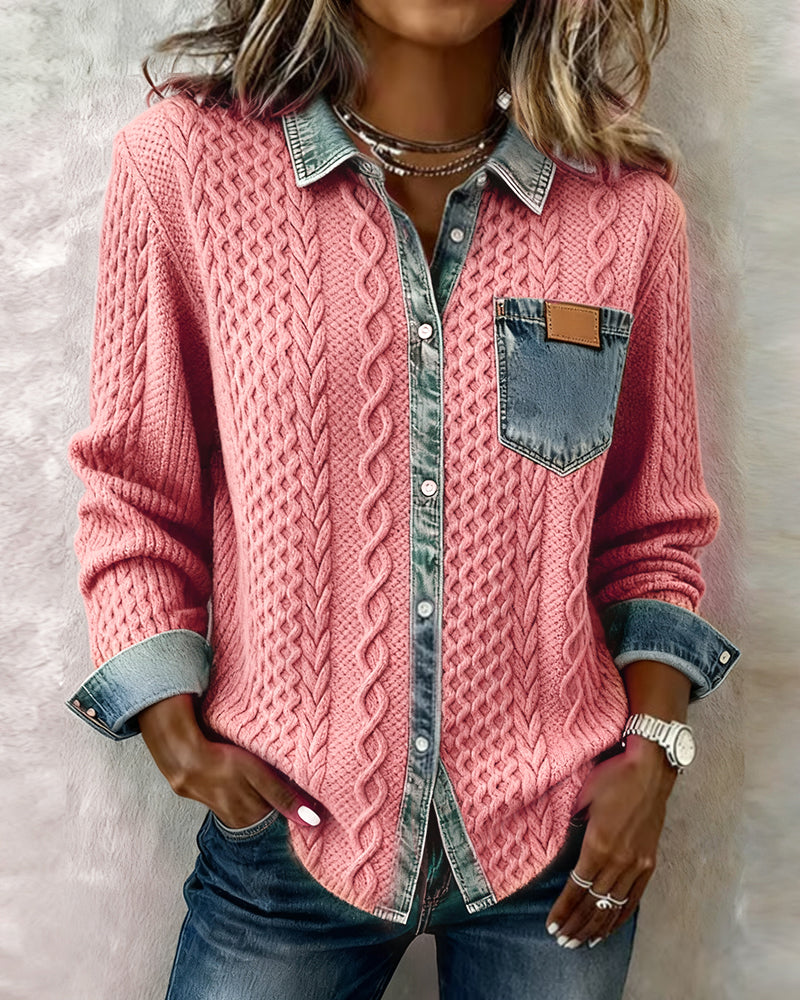 Susy | Shirt with Denim Patchwork