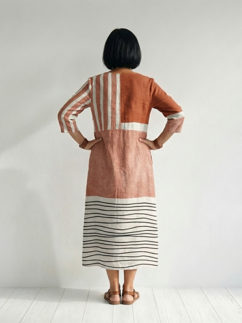 Rosalinda | Easy Mixed Stripe Midi Dress