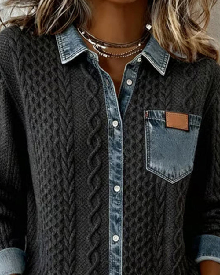 Susy | Shirt with Denim Patchwork