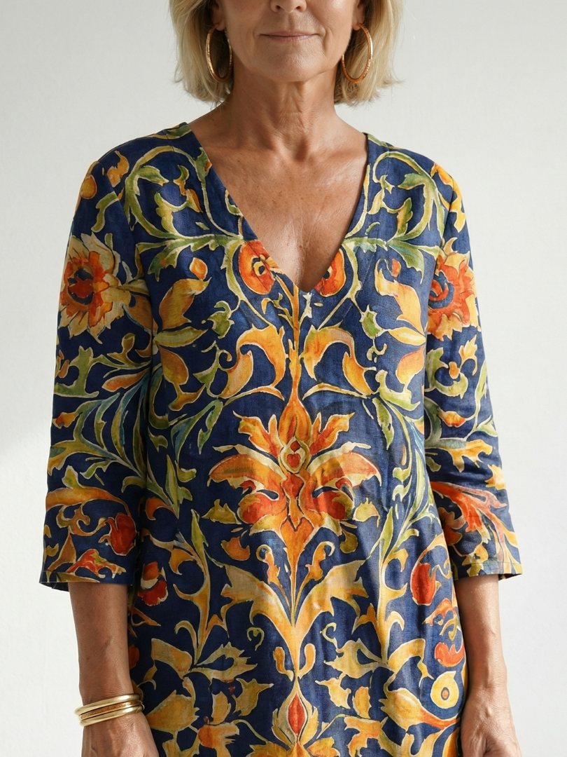 Alejandra | Clean Ornate Floral Midi Dress