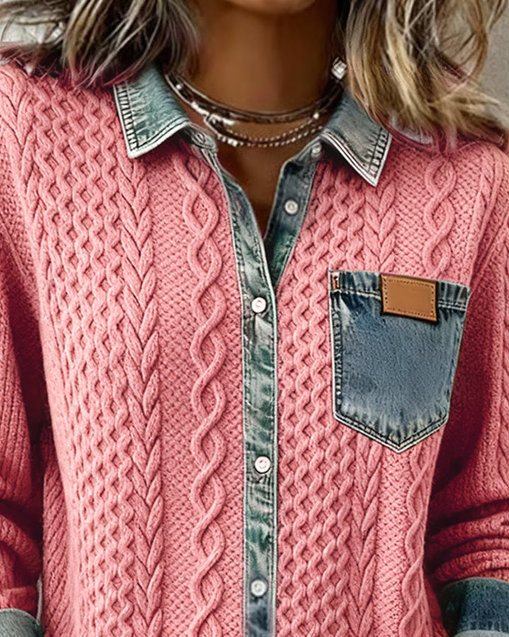 Susy | Shirt with Denim Patchwork