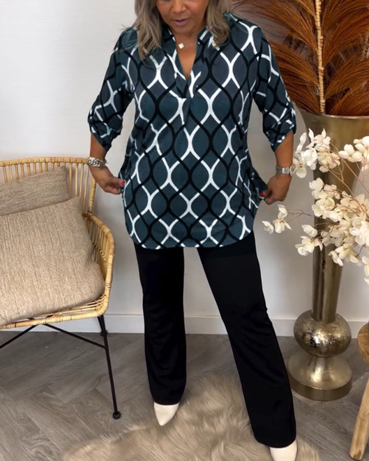 Shelley | Casual Blouse with Long Sleeves and Elegant Pattern