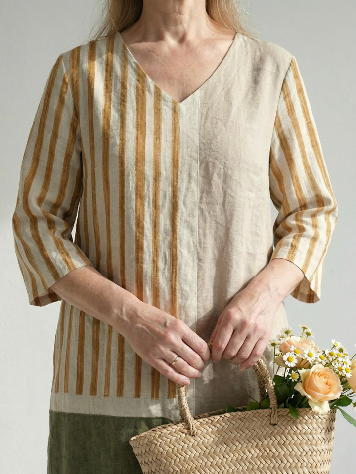 Mayra | Light Mixed Stripe Midi Dress