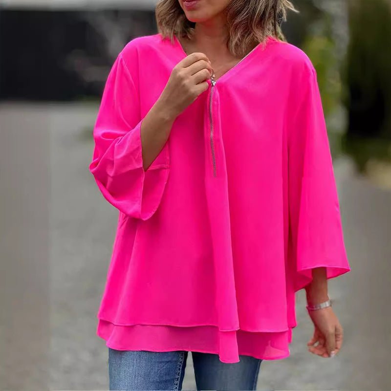 Candice | Chiffon Zipper Blouse