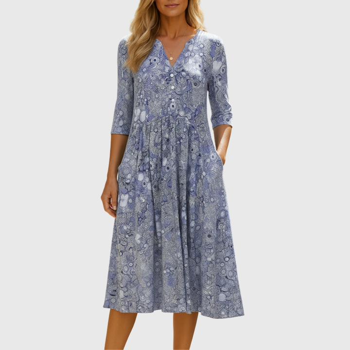 Graceful V-Neck Elegance Midi Dress