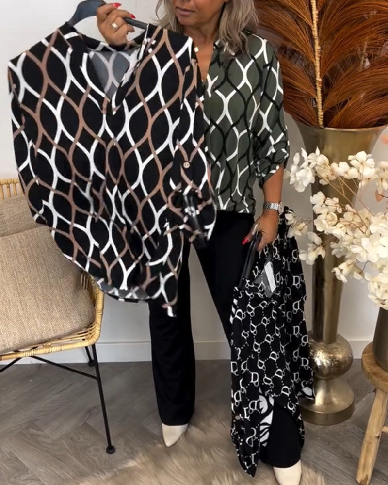 Shelley | Casual Blouse with Long Sleeves and Elegant Pattern