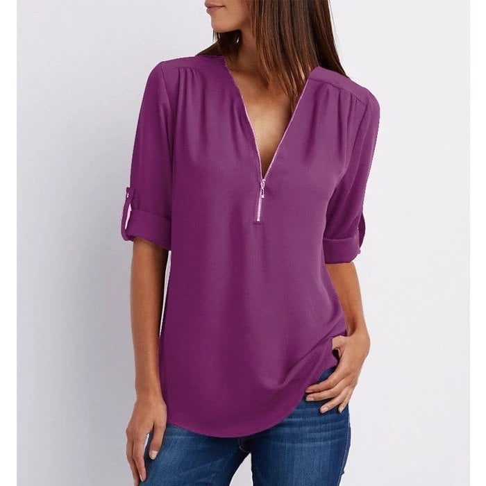 Mirna | Chic Zipper Blouse