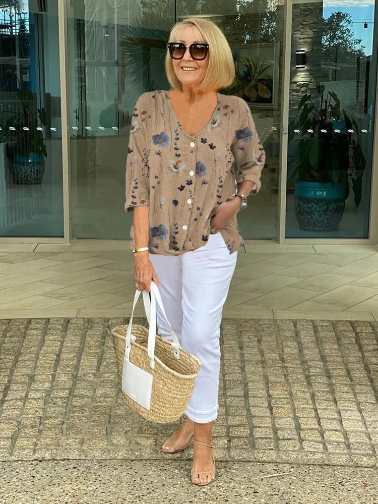 Rosalinda | Printed Button Tunic Top
