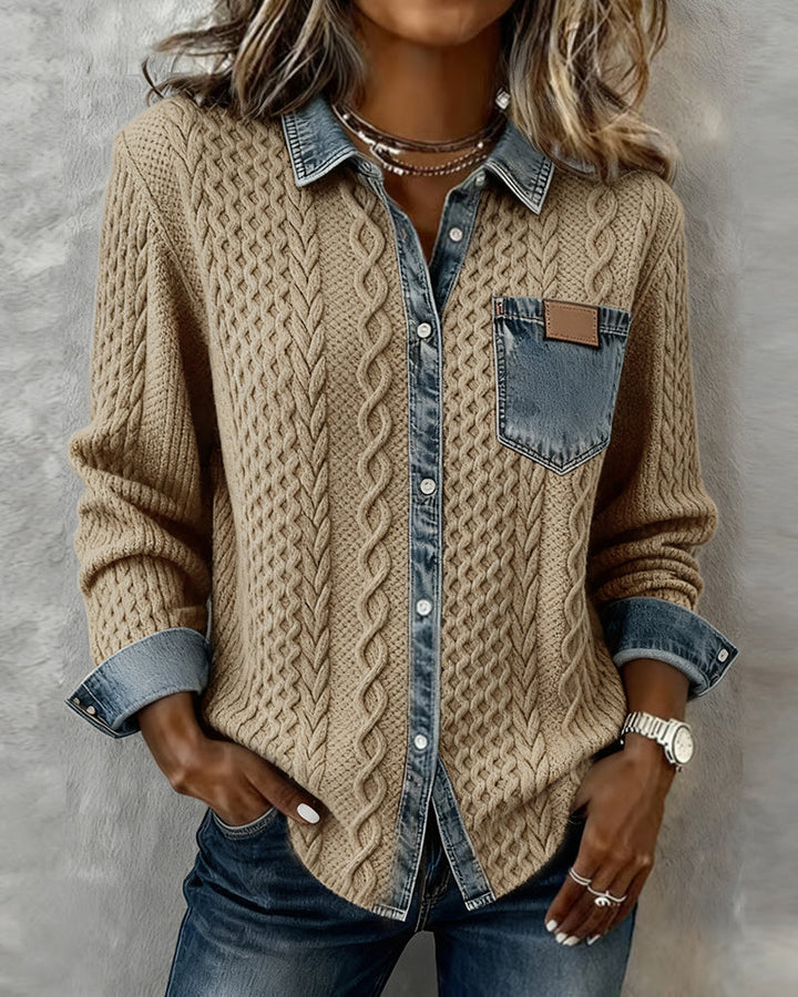 Susy | Shirt with Denim Patchwork