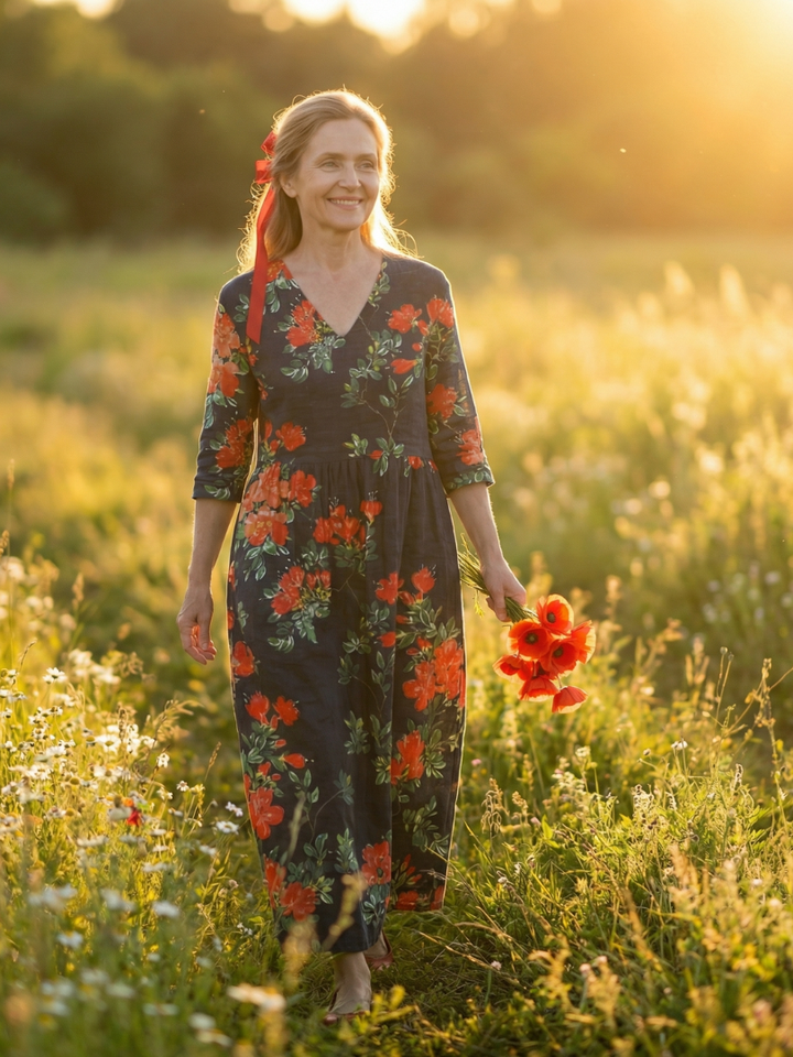Shelley | Calm Drape Floral Midi Dress