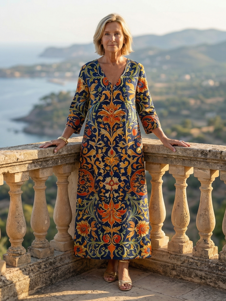 Alejandra | Clean Ornate Floral Midi Dress