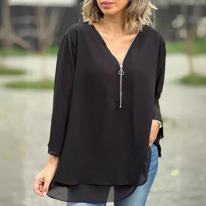 Candice | Chiffon Zipper Blouse