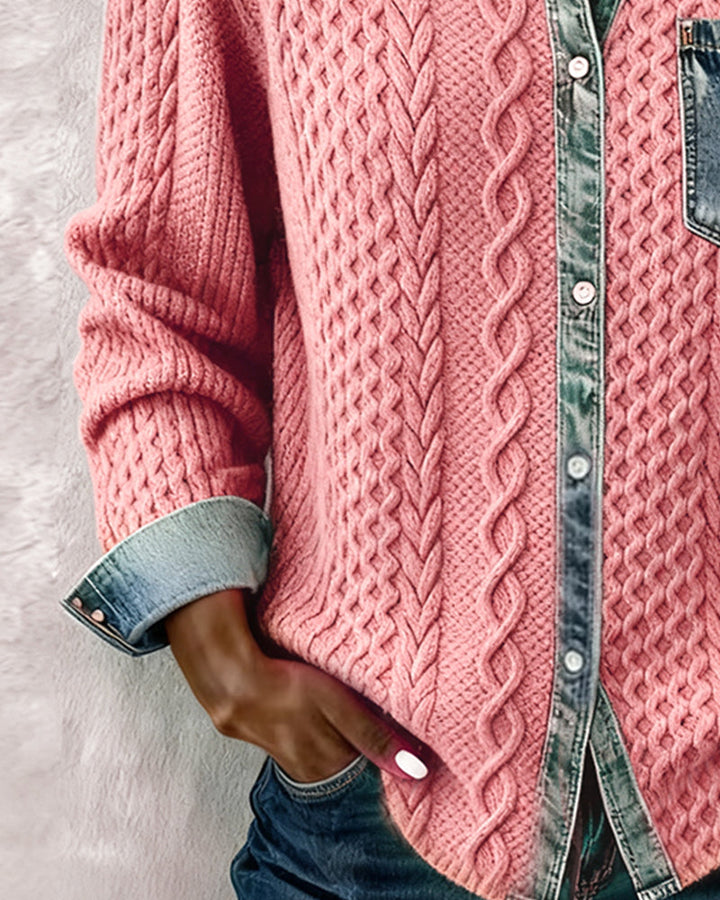 Susy | Shirt with Denim Patchwork
