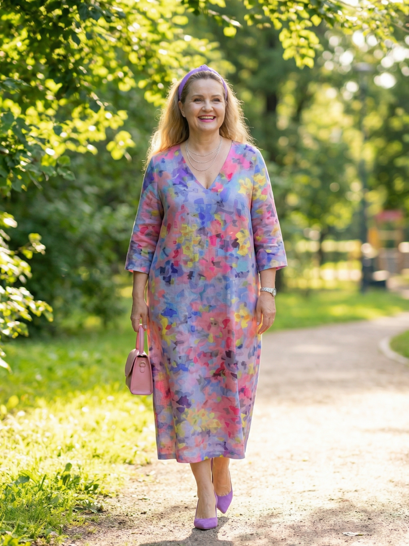 Lidia | Abstract Floral Midi Dress