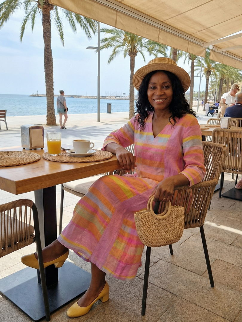 Magaly | Easy Drape Stripe Midi Dress