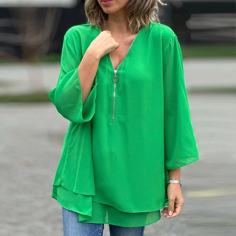 Candice | Chiffon Zipper Blouse