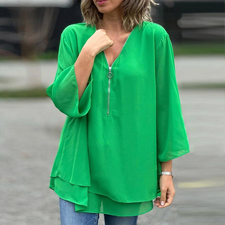Candice | Chiffon Zipper Blouse