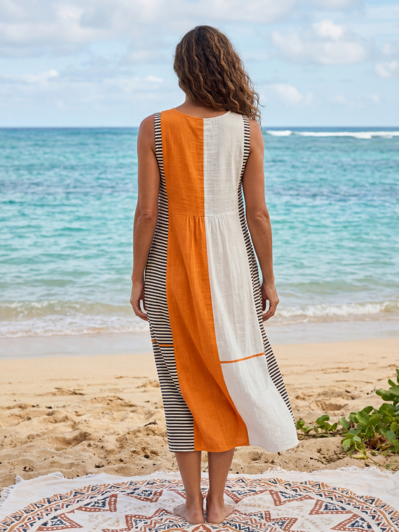 Evelin | Color Block Stripe Midi Dress