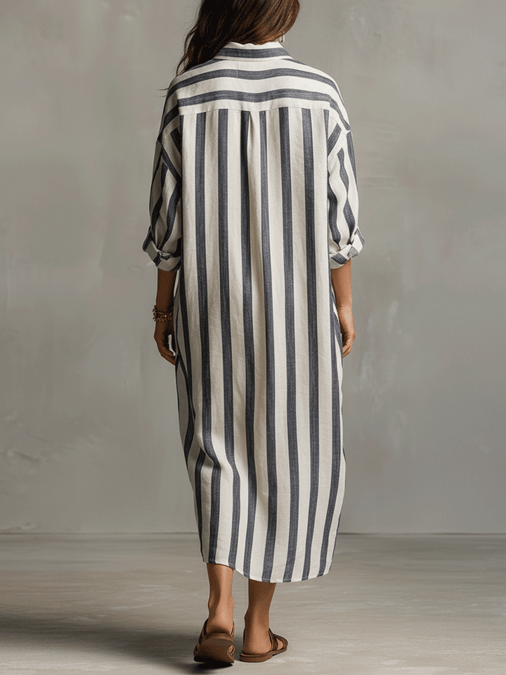 Amber | Striped Boho Shirt Maxi Dress
