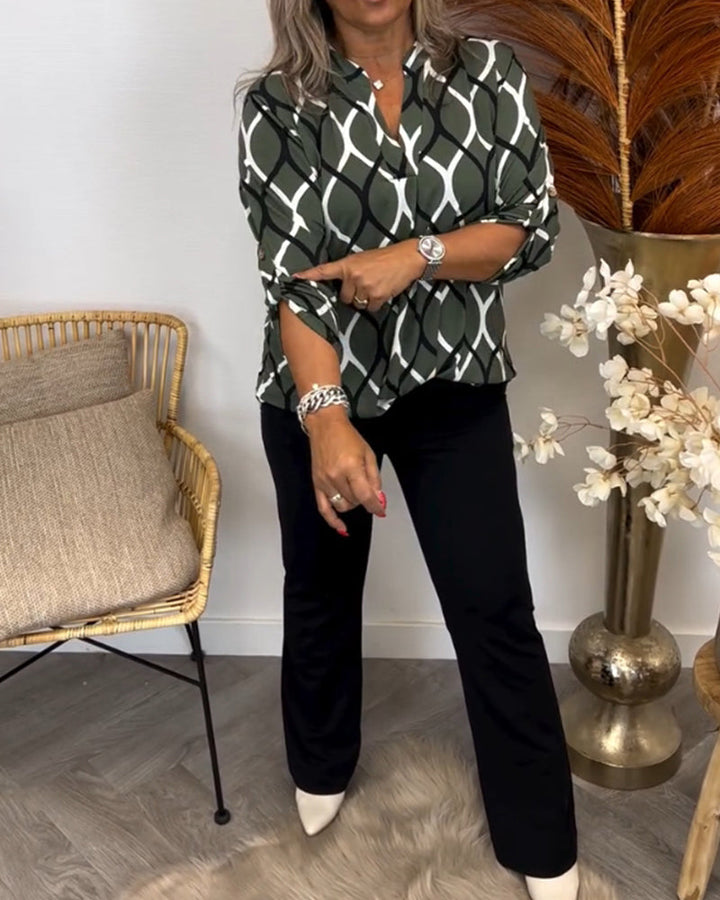 Shelley | Casual Blouse with Long Sleeves and Elegant Pattern