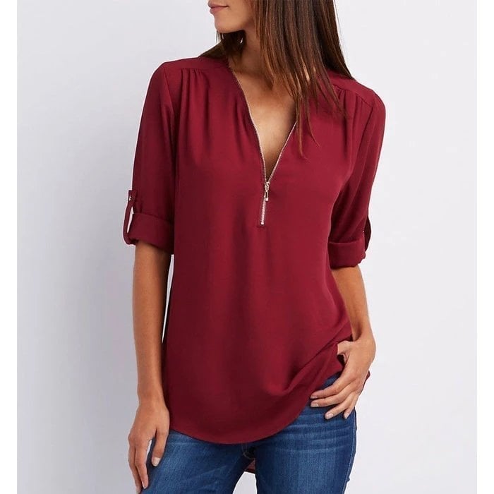 Mirna | Chic Zipper Blouse