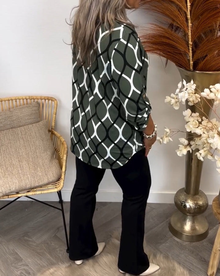 Shelley | Casual Blouse with Long Sleeves and Elegant Pattern