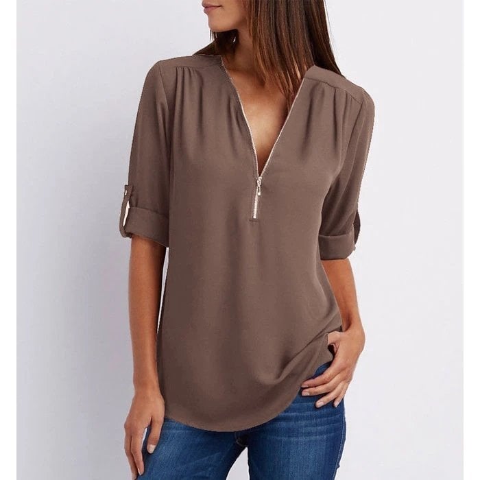 Mirna | Chic Zipper Blouse