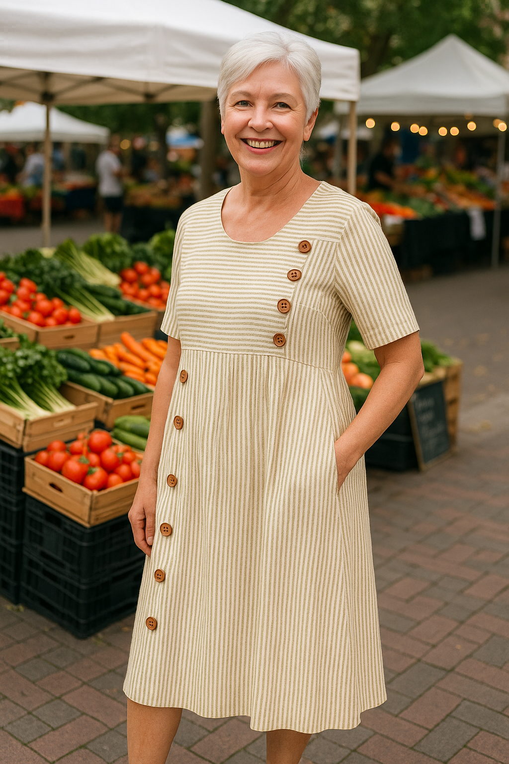 Brenda | Striped Midi Dress – Effortless Comfort, Everyday Confidence